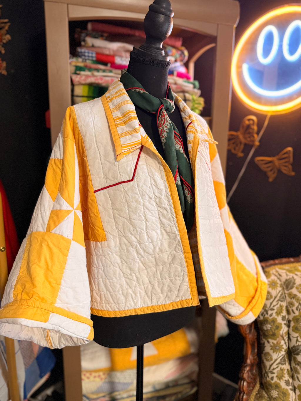 Vintage Quilt Jacket Cropped