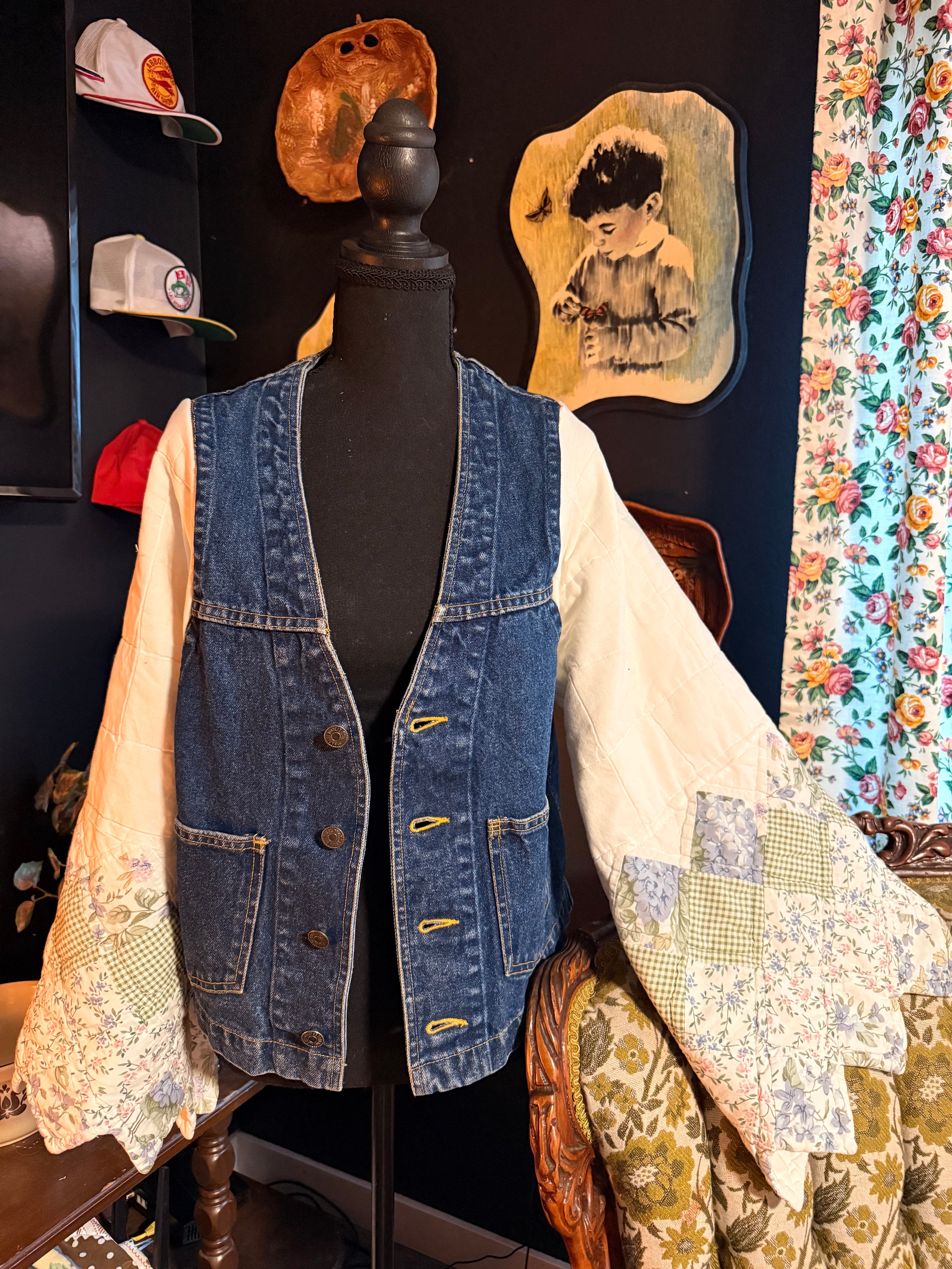 Vintage Quilt Bell Sleeve Jacket