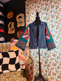 Vintage Quilt Bell Sleeve Denim Jacket