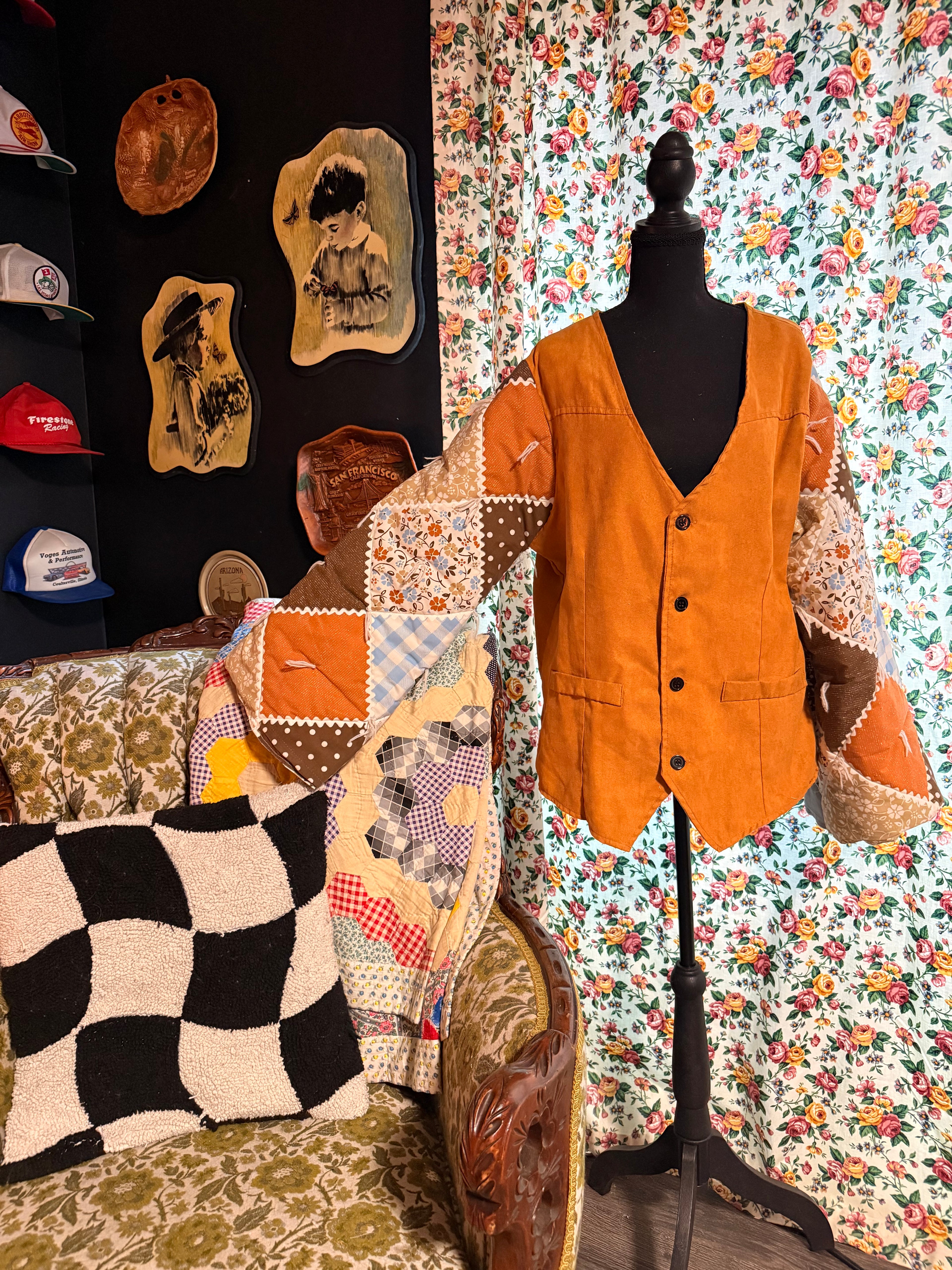 Vintage Quilt Bell Sleeve Jacket