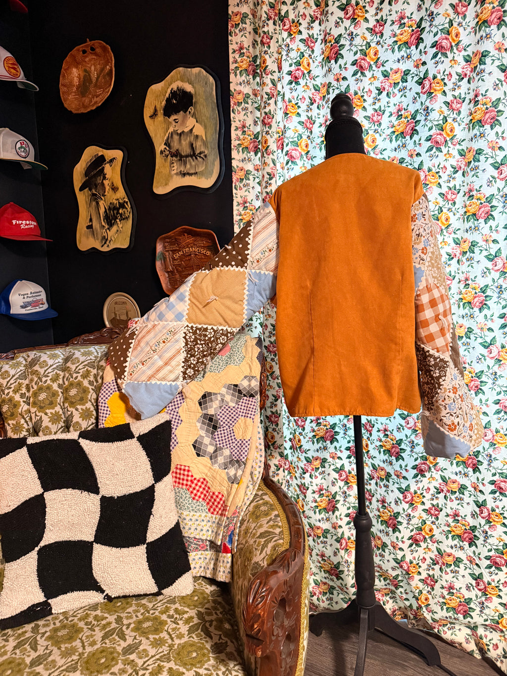 Vintage Quilt Bell Sleeve Jacket