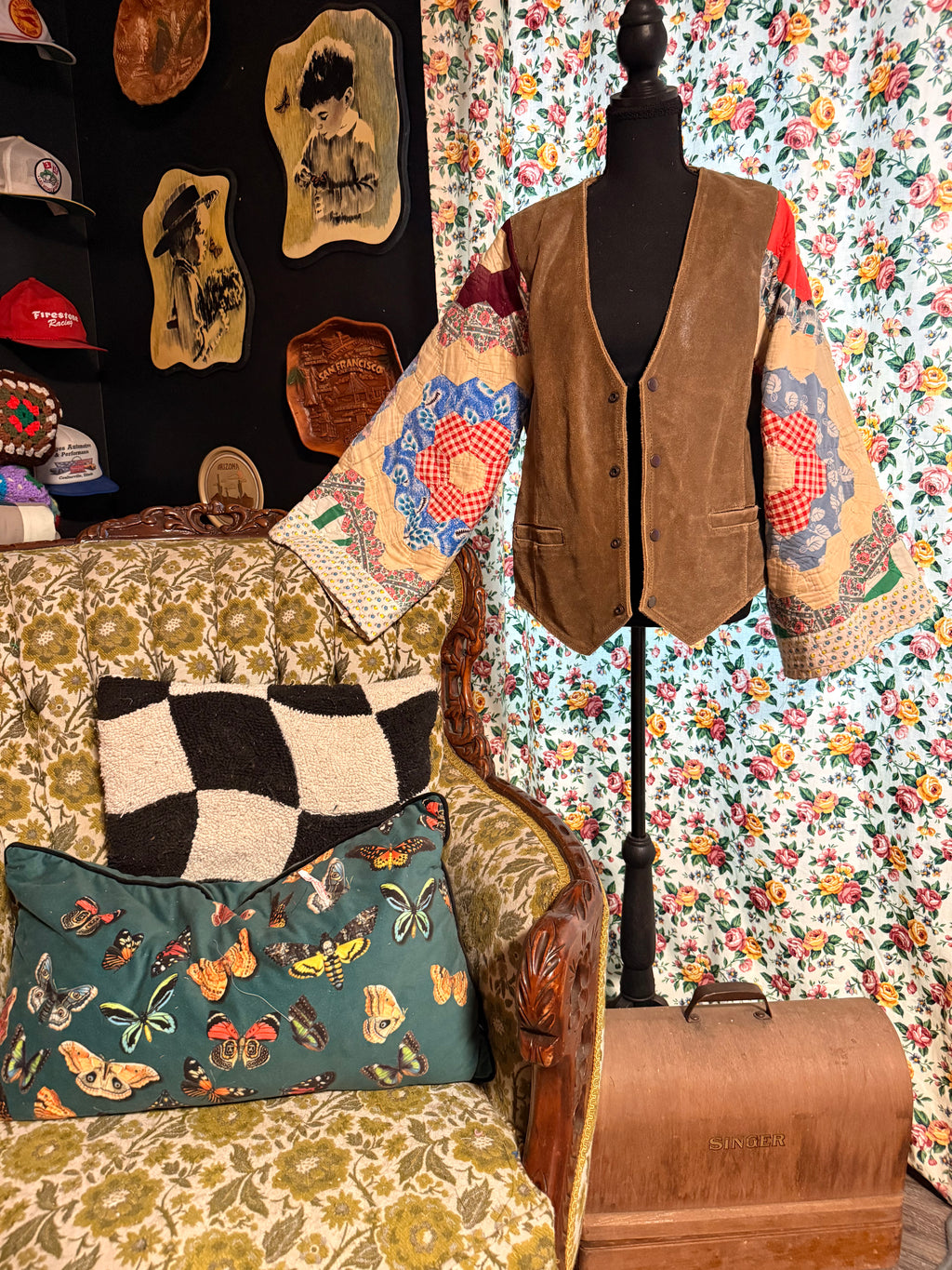 Vintage Quilt Bell Sleeve Jacket