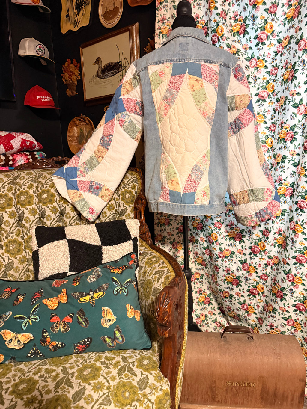 Vintage Quilt Bell Sleeve Denim Jacket