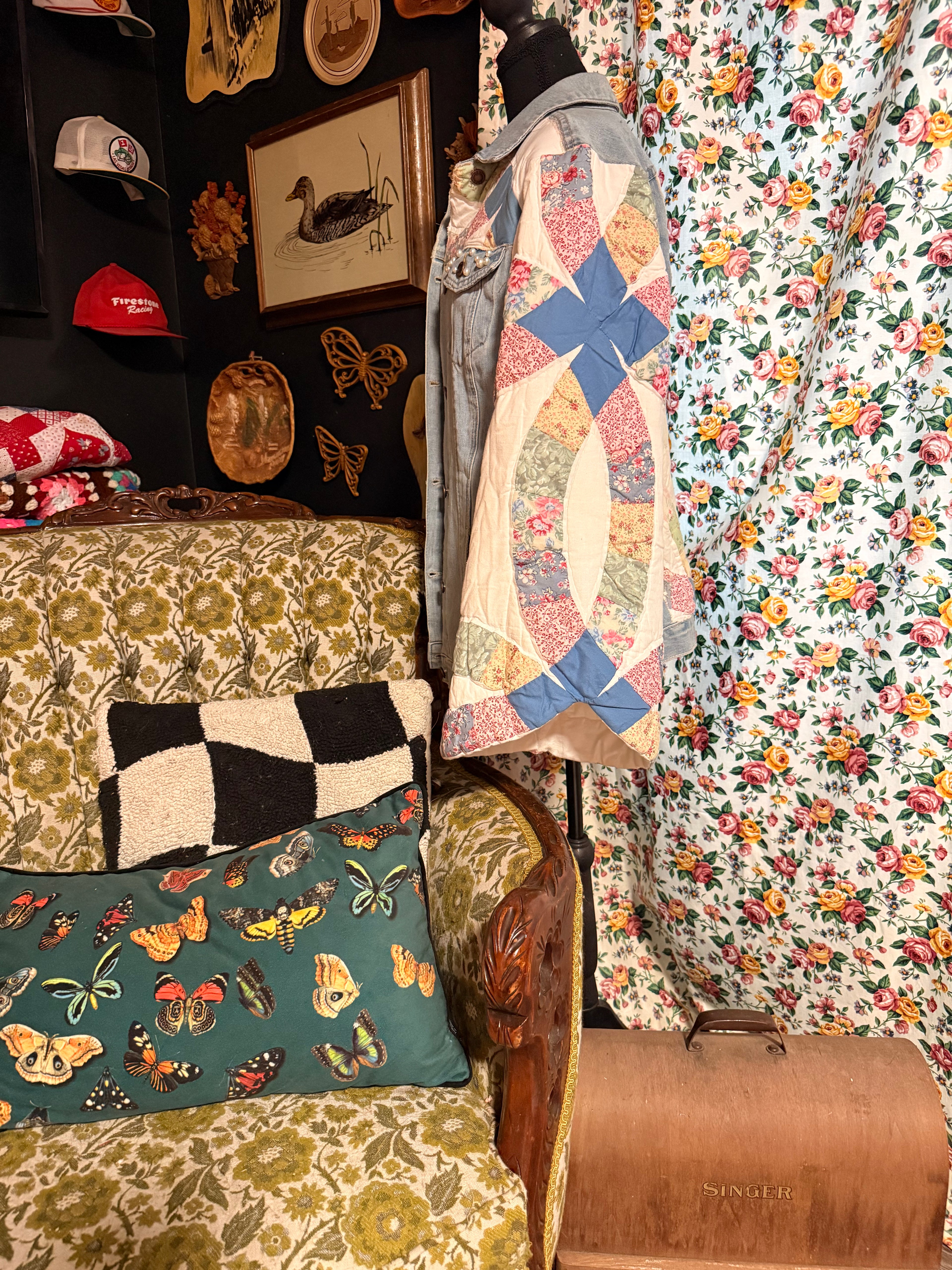 Vintage Quilt Bell Sleeve Denim Jacket