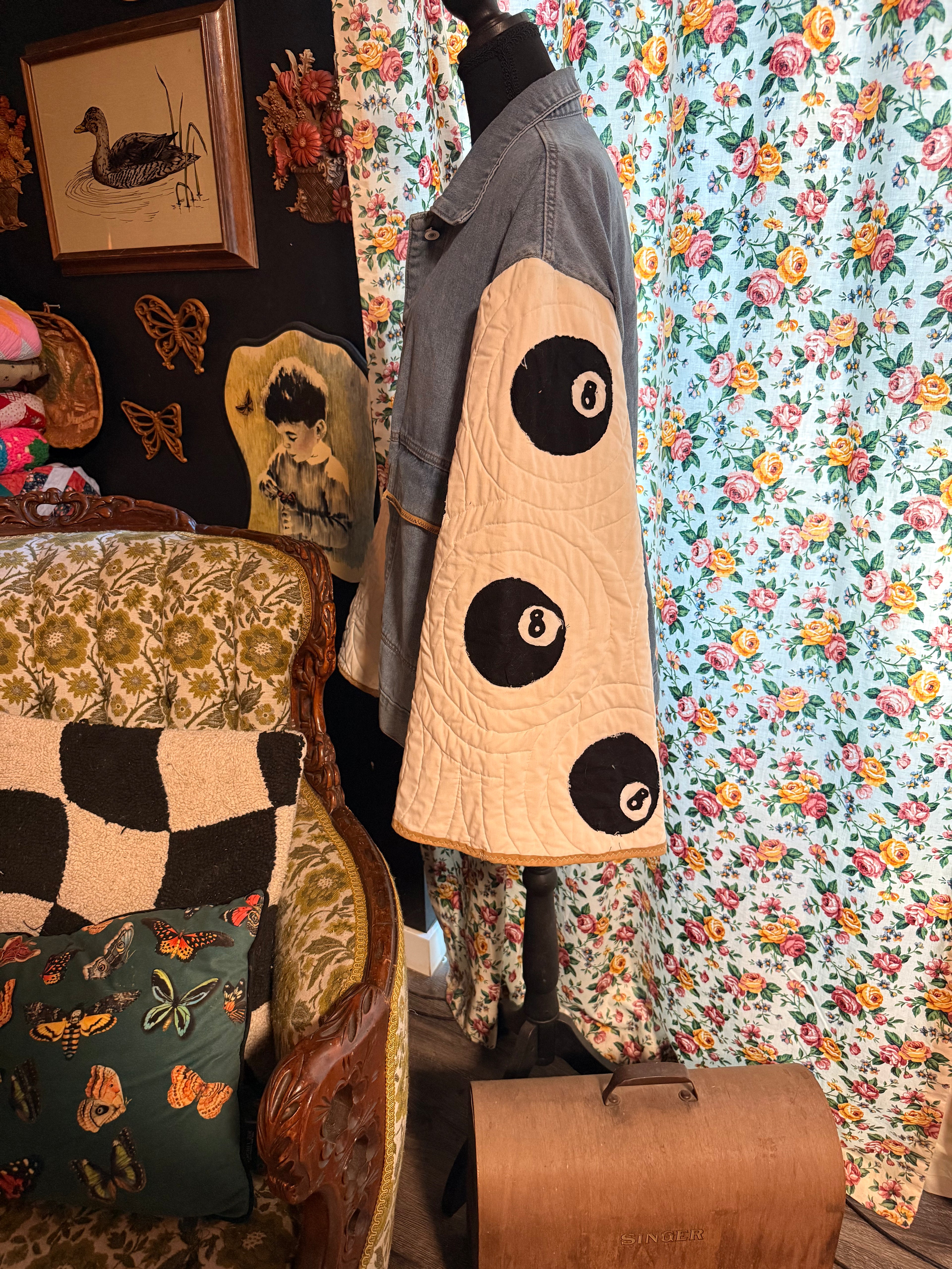 8 Ball Quilted Denim Jacket