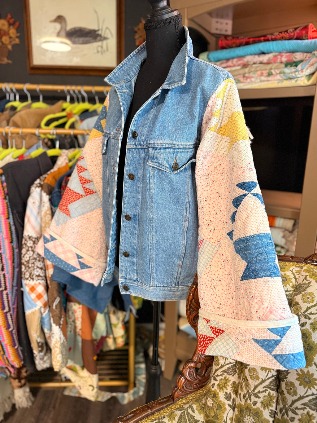 Vintage Quilt and Vintage Denim Jacket