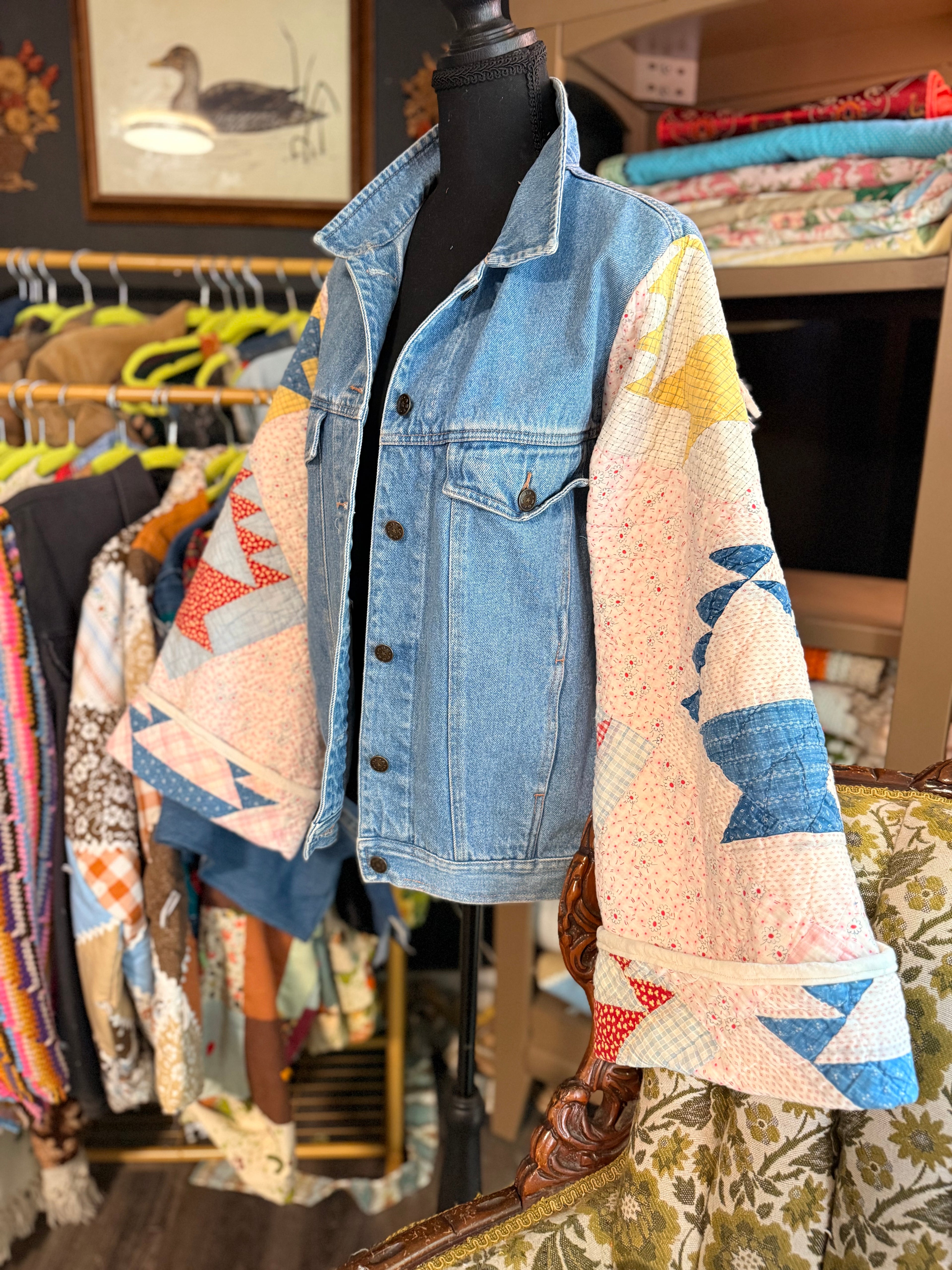 Vintage Quilt and Vintage Denim Jacket