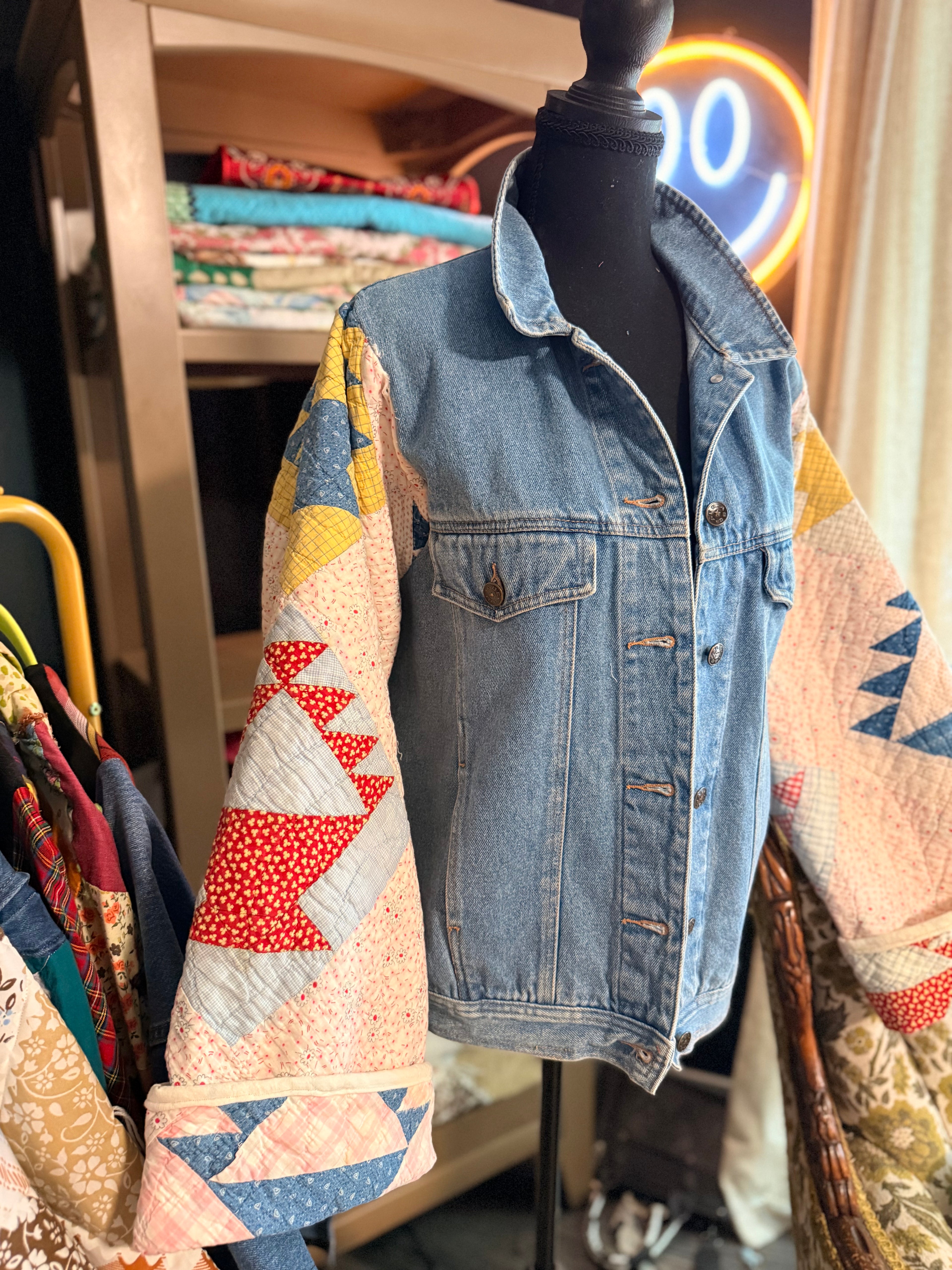 Vintage Quilt and Vintage Denim Jacket