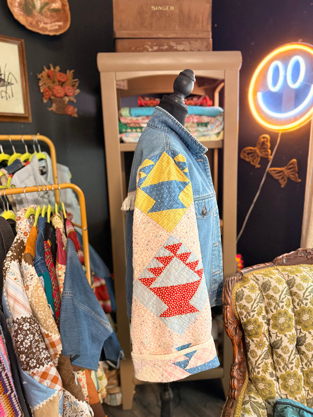 Vintage Quilt and Vintage Denim Jacket