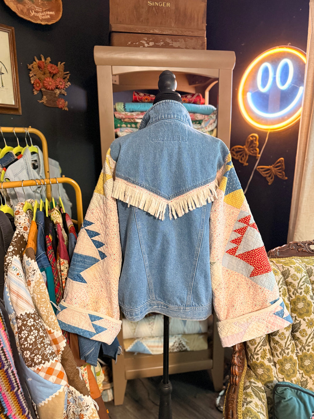 Vintage Quilt and Vintage Denim Jacket