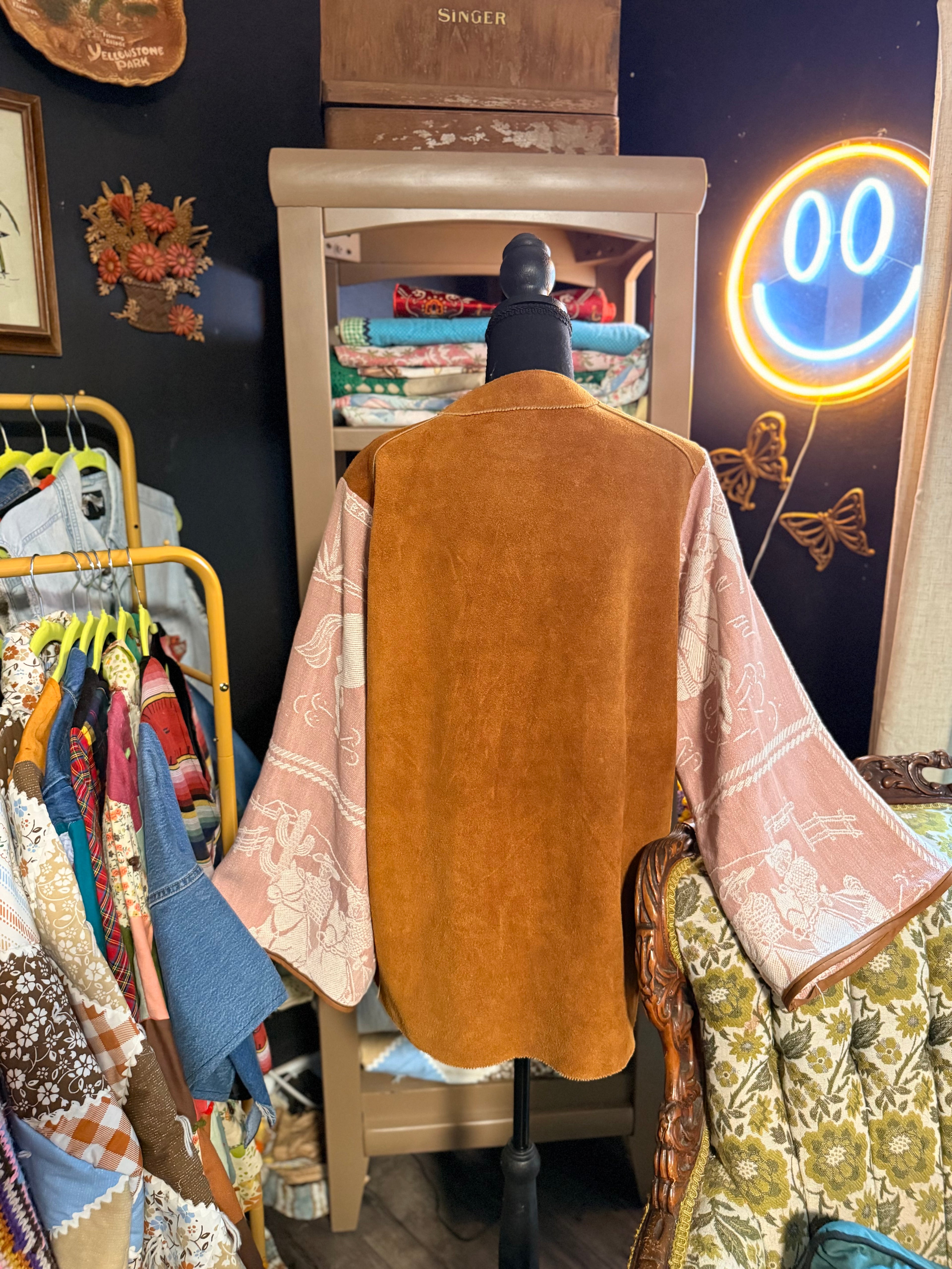 Vintage Leather Western Bell Sleeve Jacket