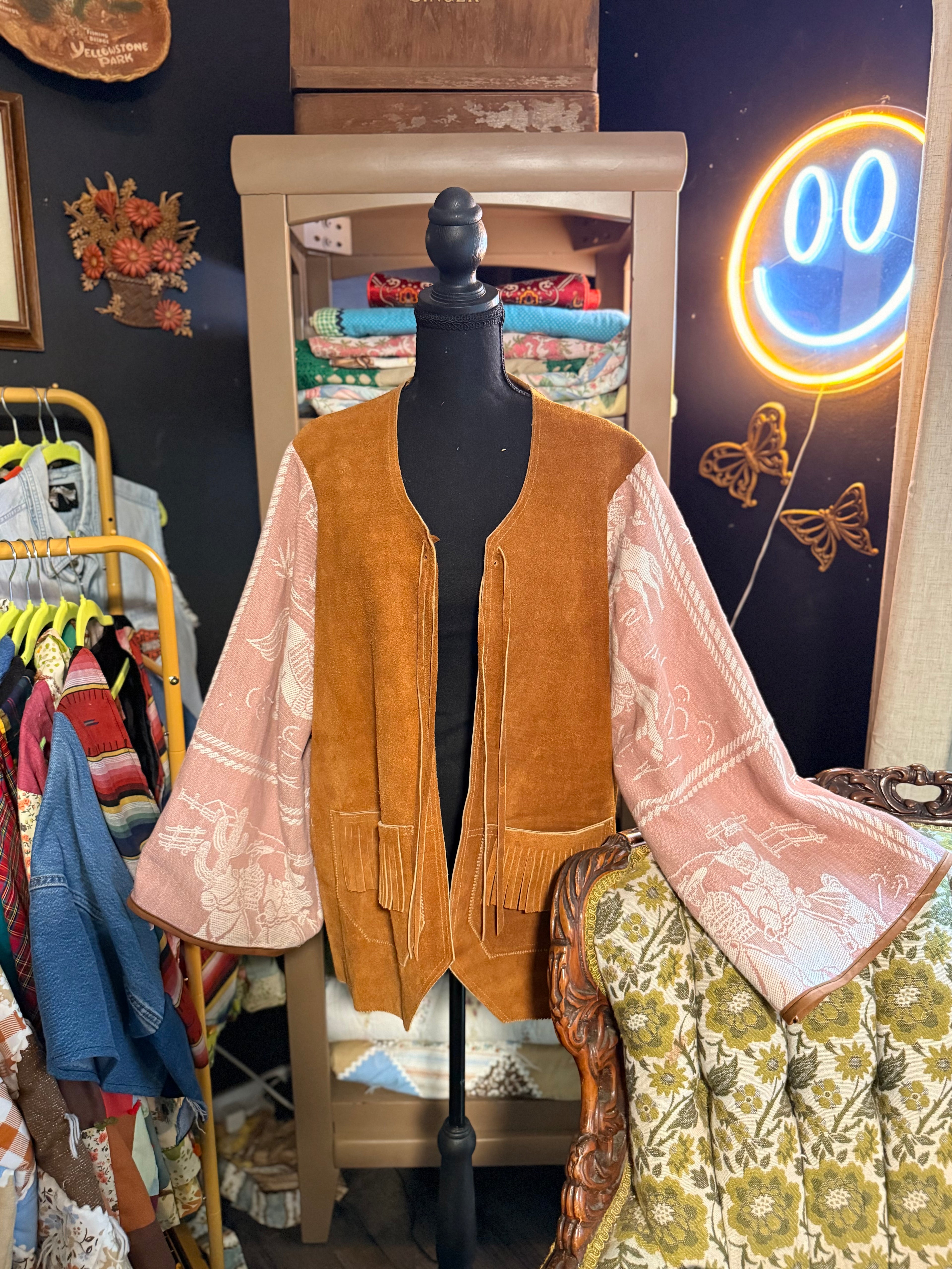 Vintage Leather Western Bell Sleeve Jacket