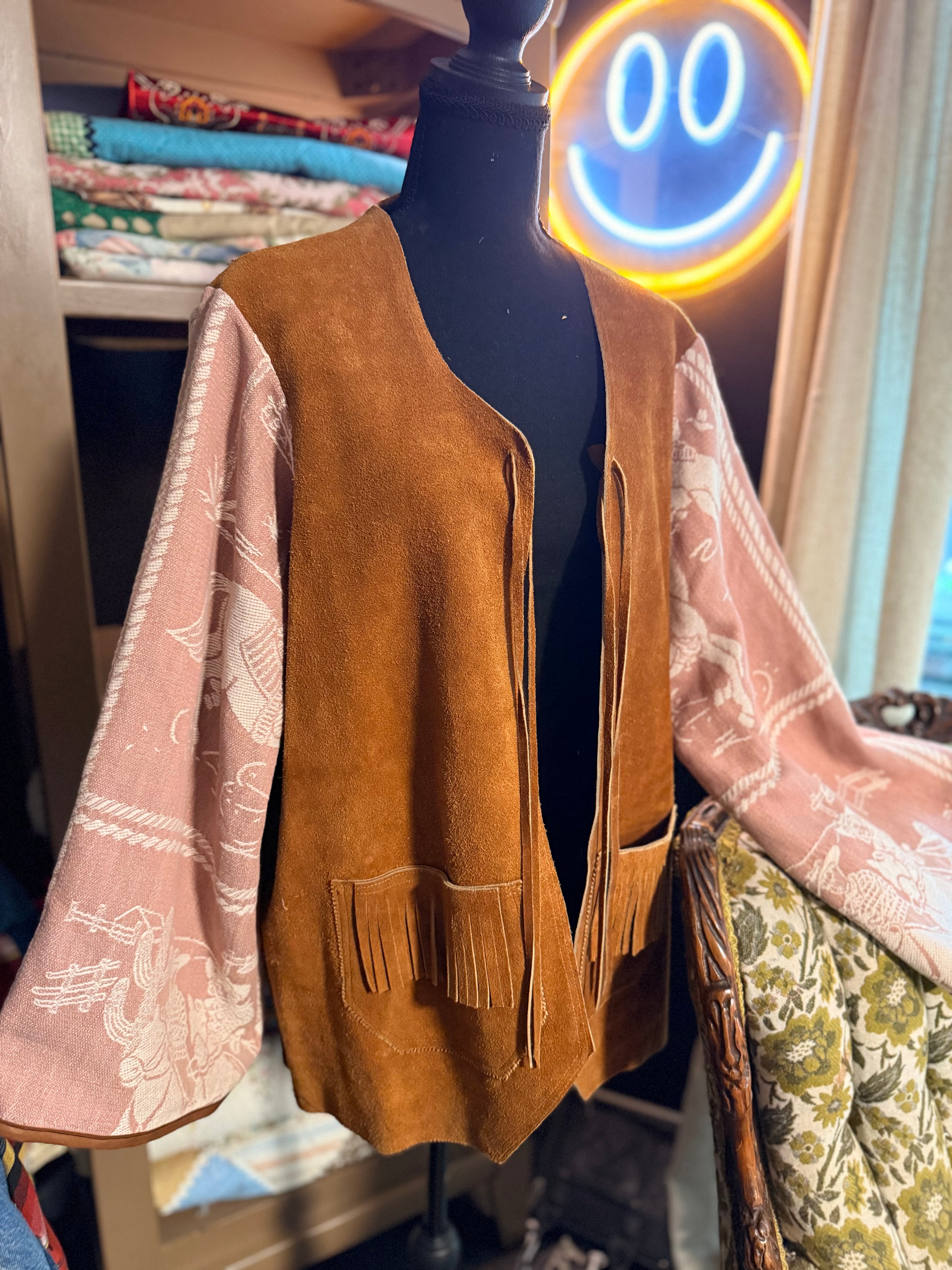 Vintage Leather Western Bell Sleeve Jacket