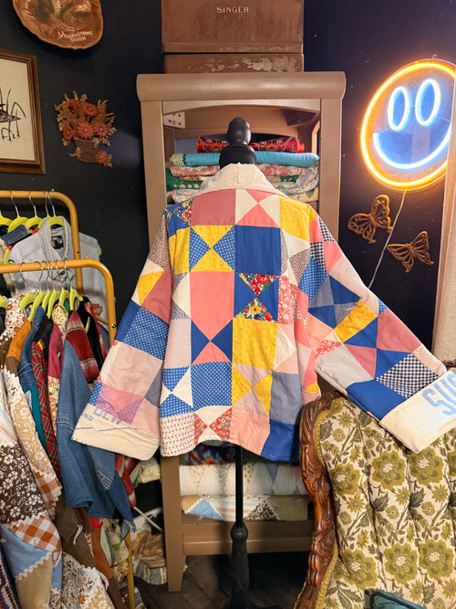Vintage Feed Sack Quilt Jacket
