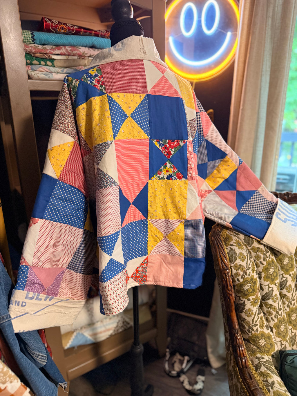 Vintage Feed Sack Quilt Jacket