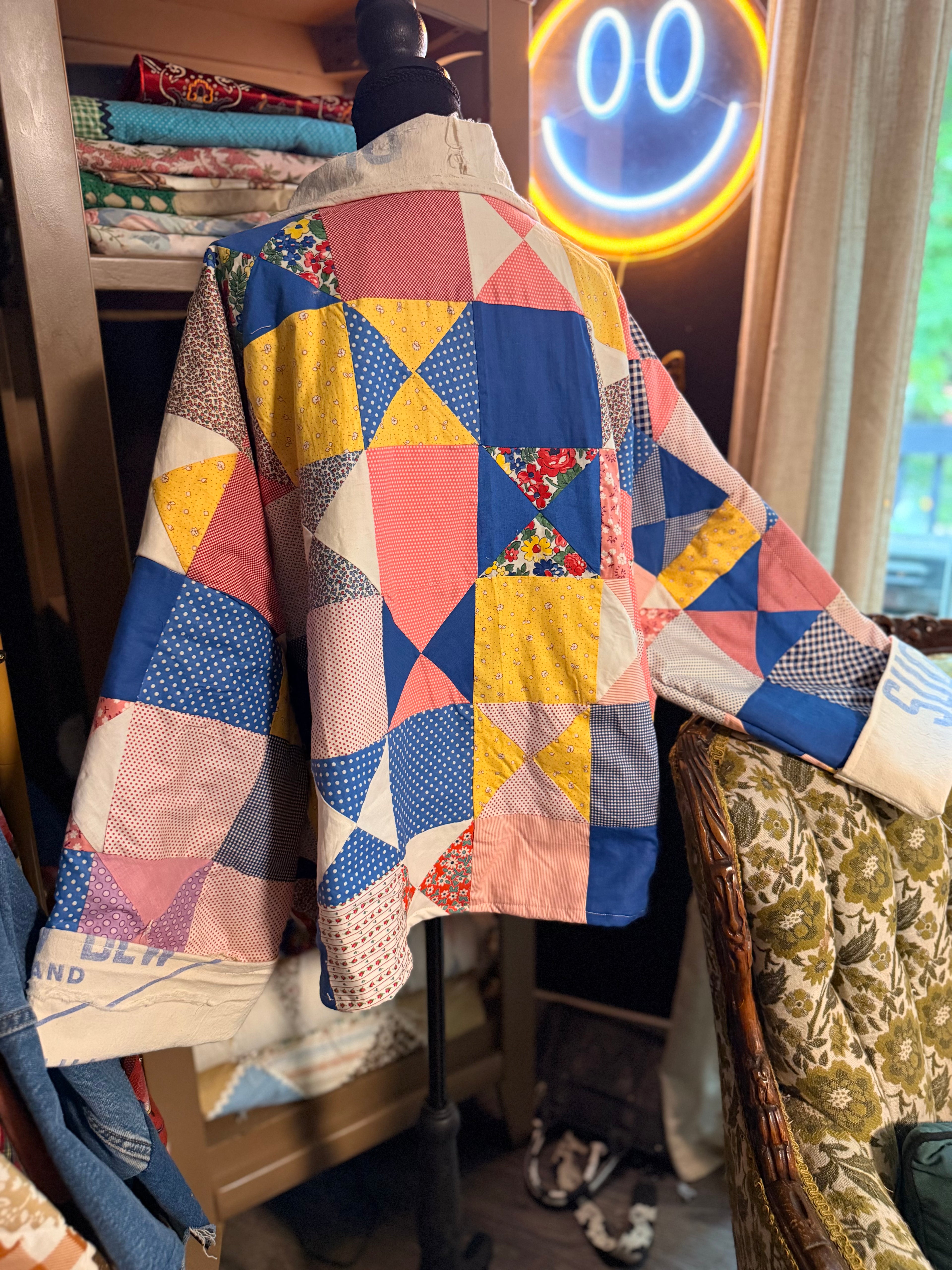 Vintage Feed Sack Quilt Jacket