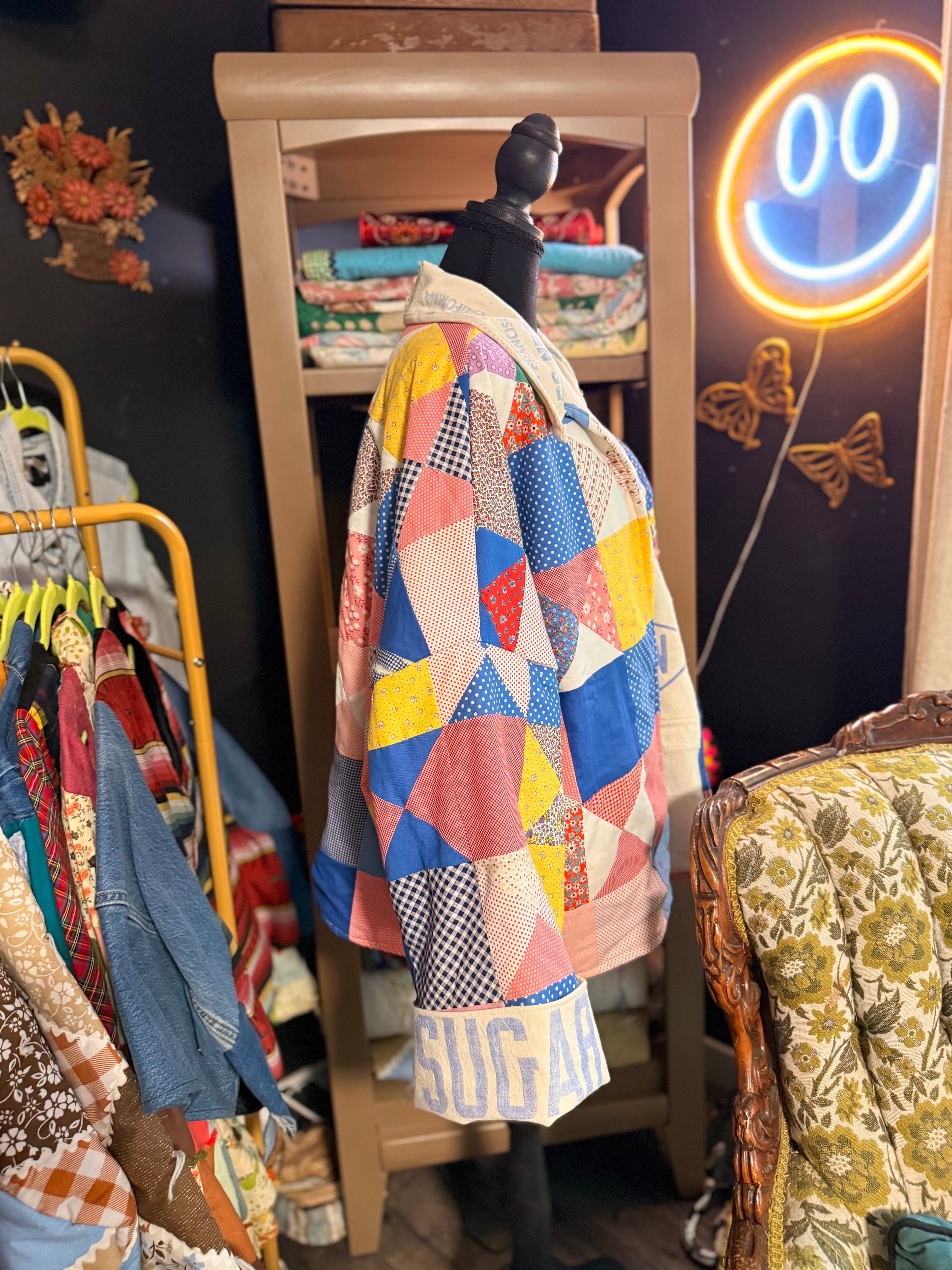 Vintage Feed Sack Quilt Jacket