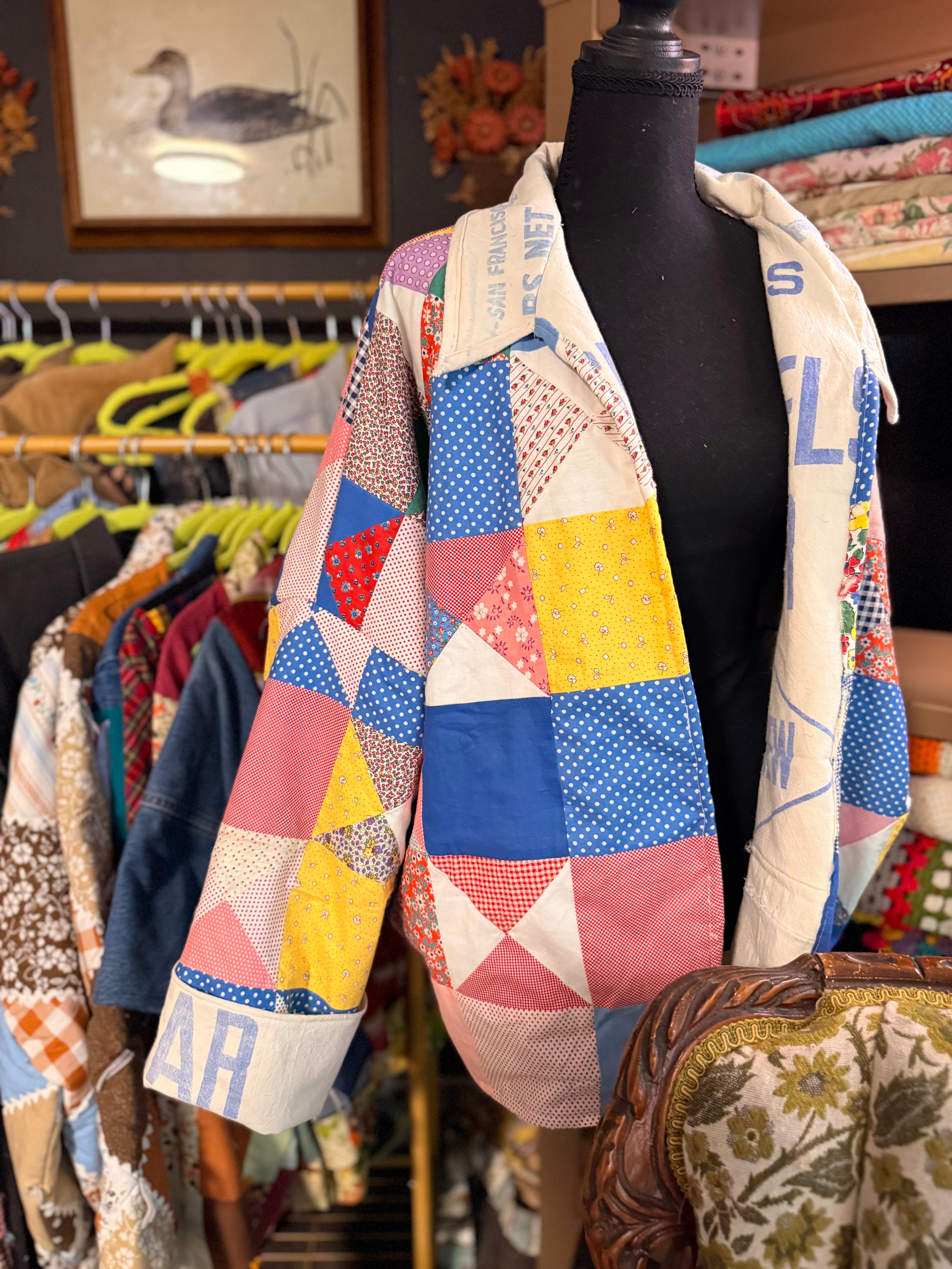 Vintage Feed Sack Quilt Jacket