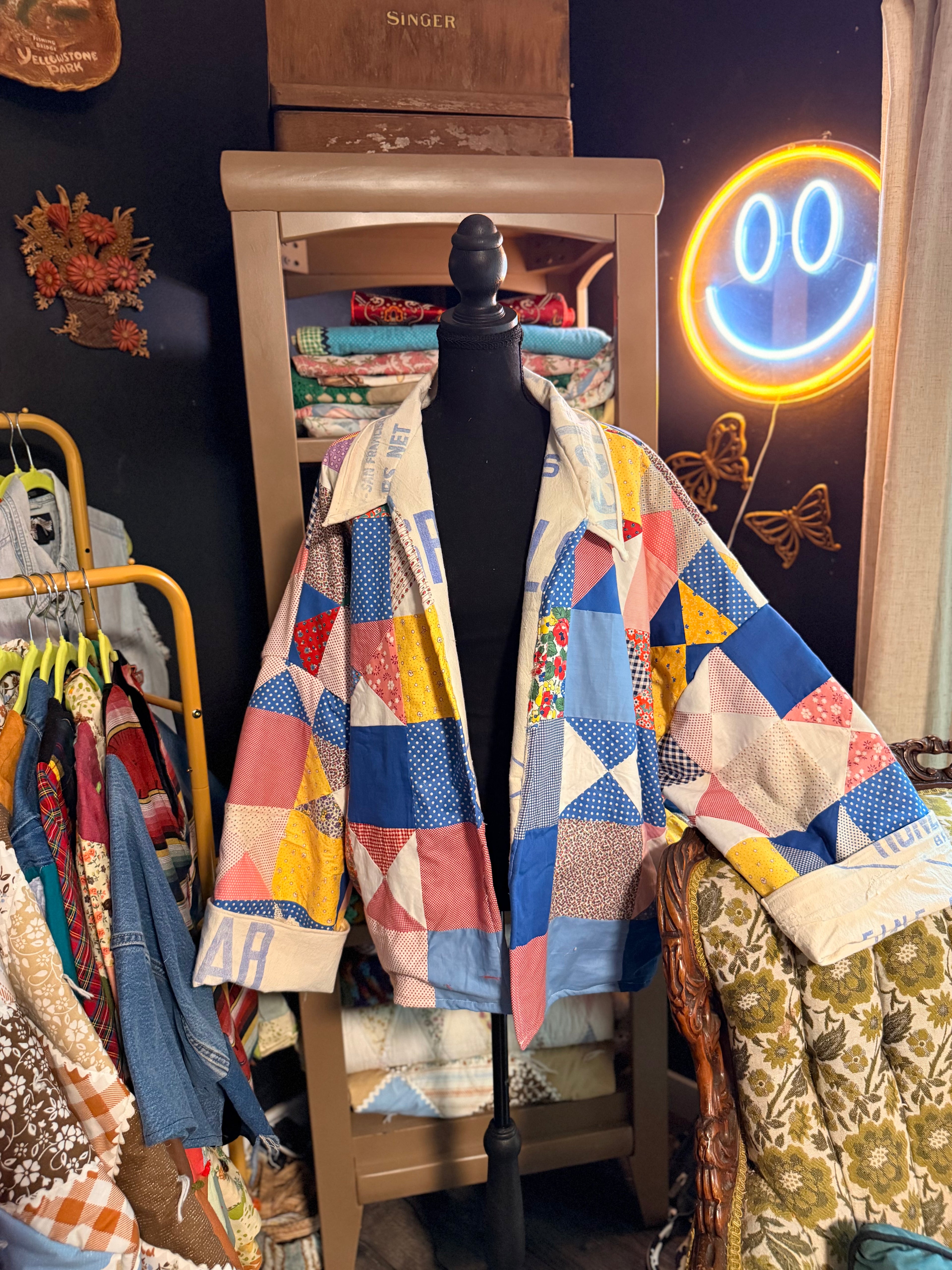 Vintage Feed Sack Quilt Jacket