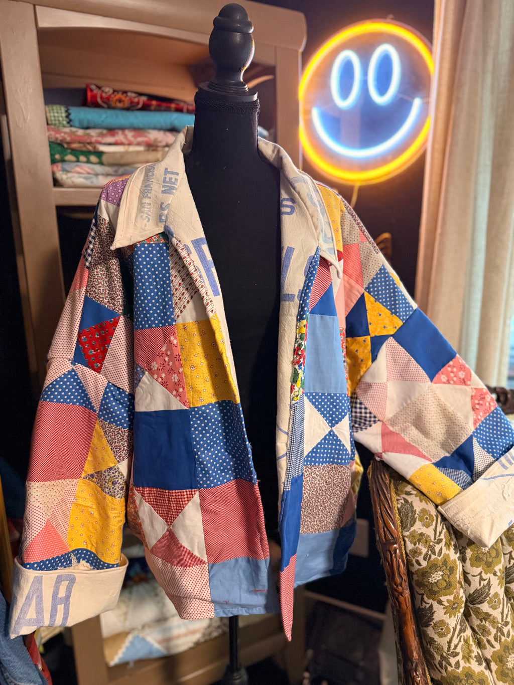 Vintage Feed Sack Quilt Jacket