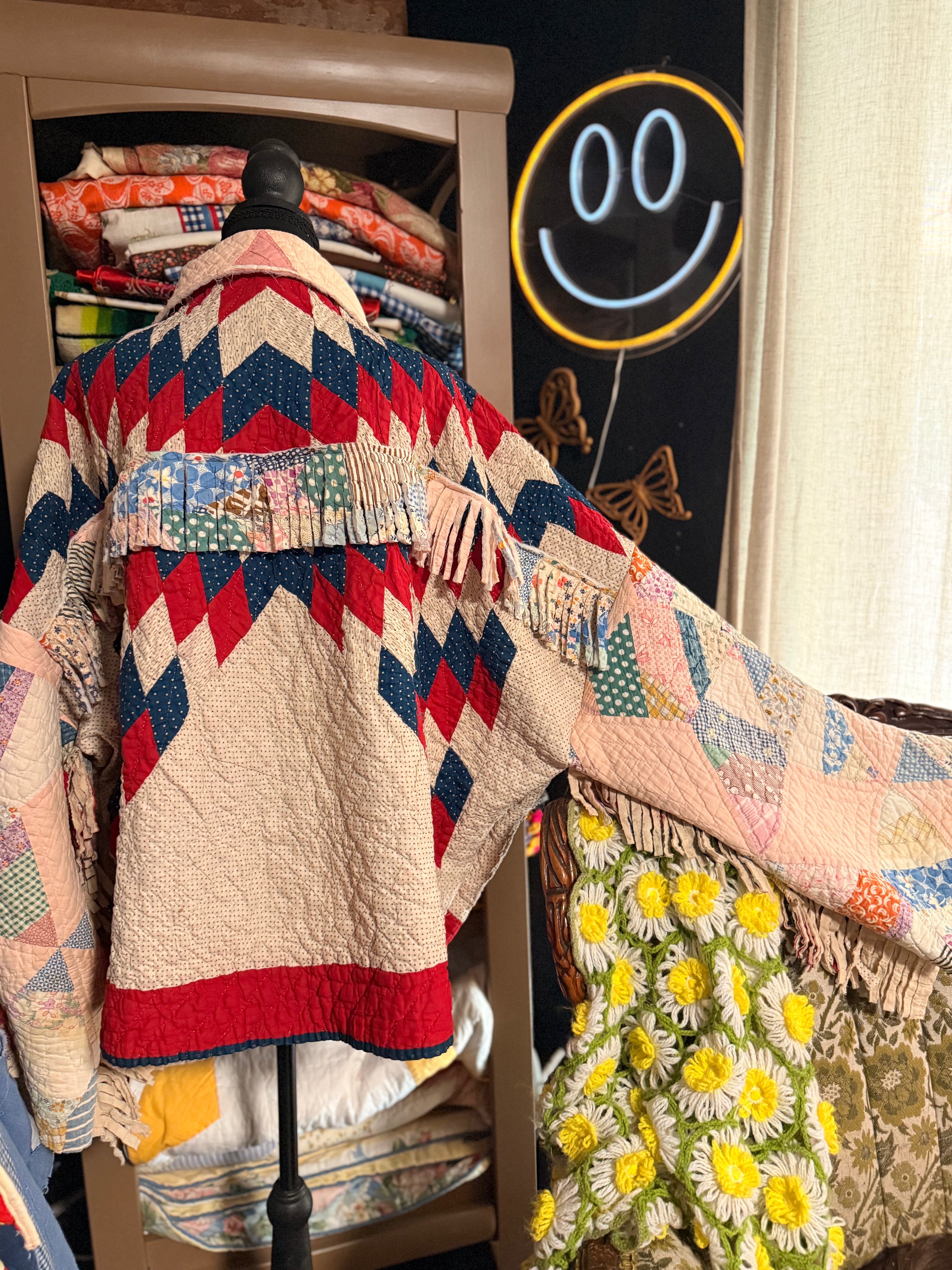 Frankenstein Vintage Fringe Quilt Jacket