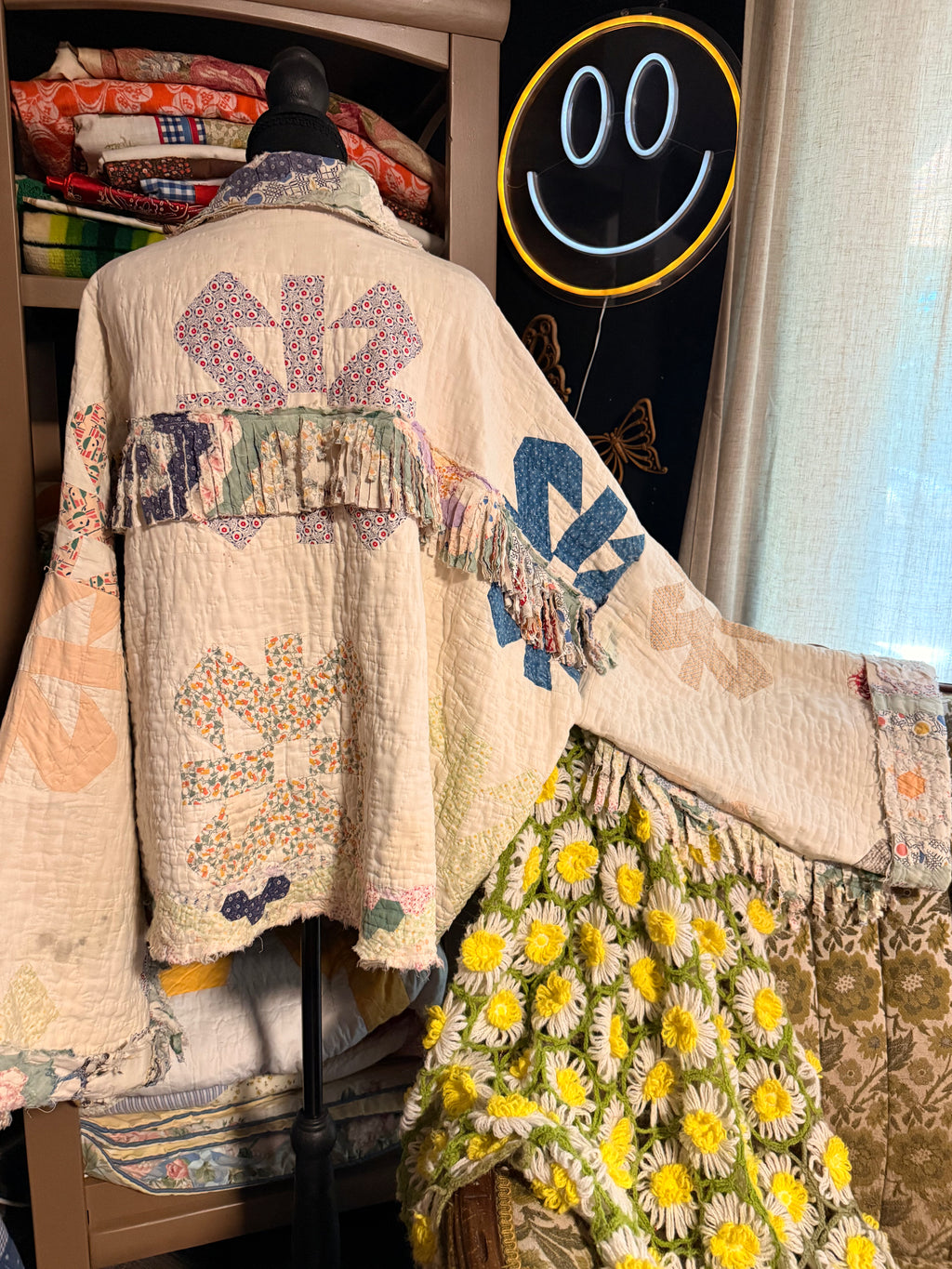 Hidden Grandmothers Garden Vintage Quilt Jacket