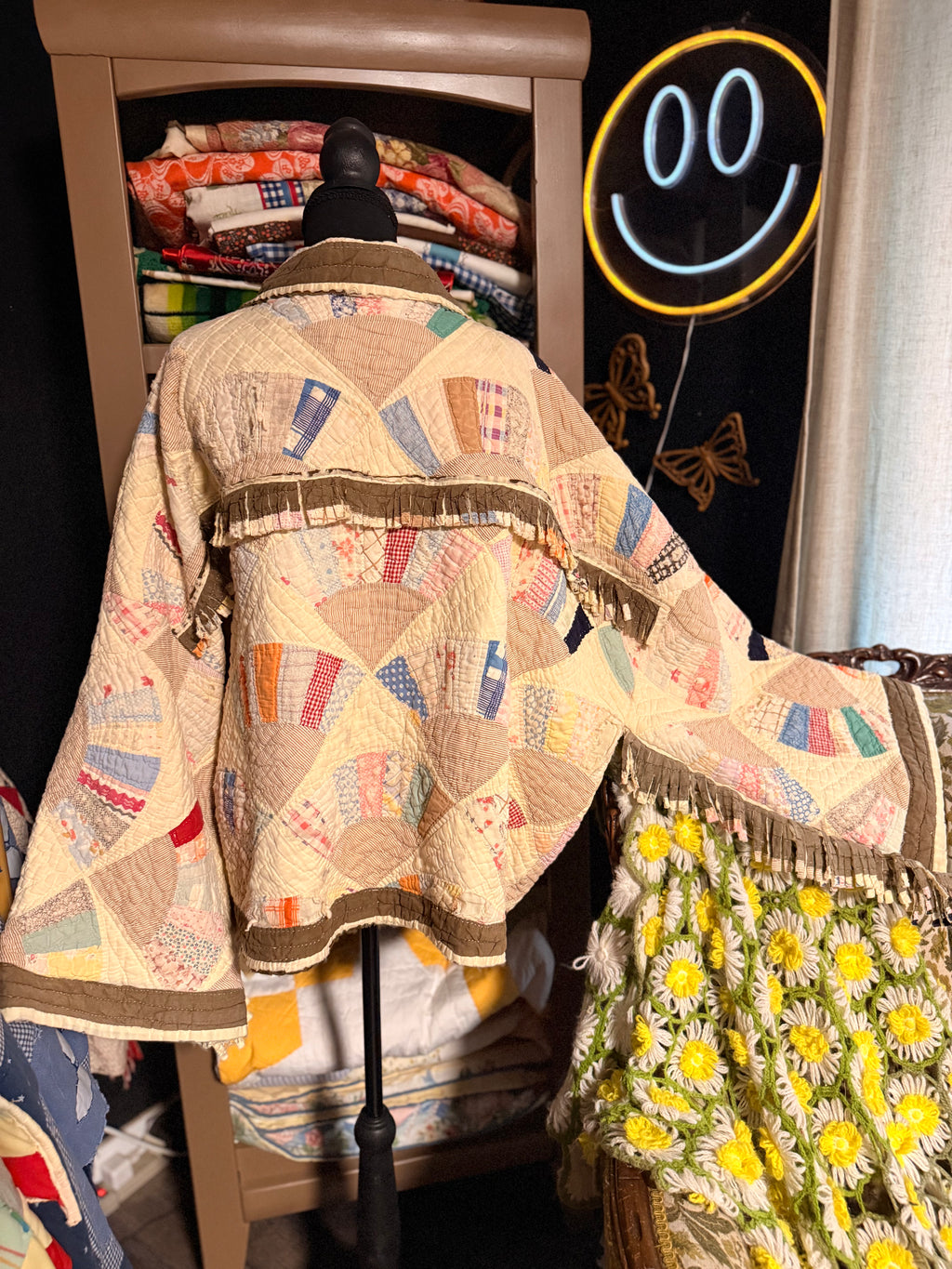 Vintage Fan Fringe Quilt Jacket
