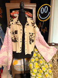 Cow Print and Vintage Quilt Jacket Crop